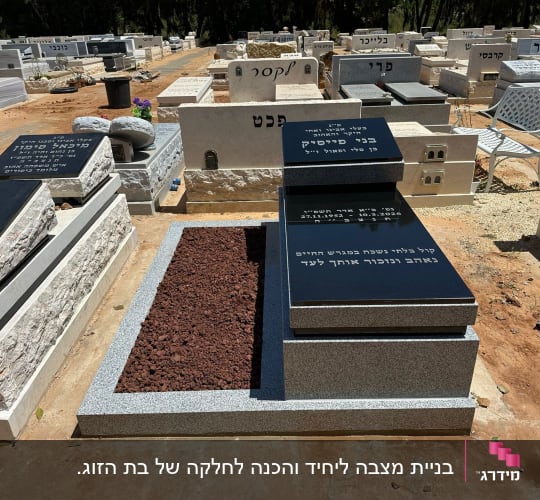 מצבות בבית קברות עם כיתוב בעברית